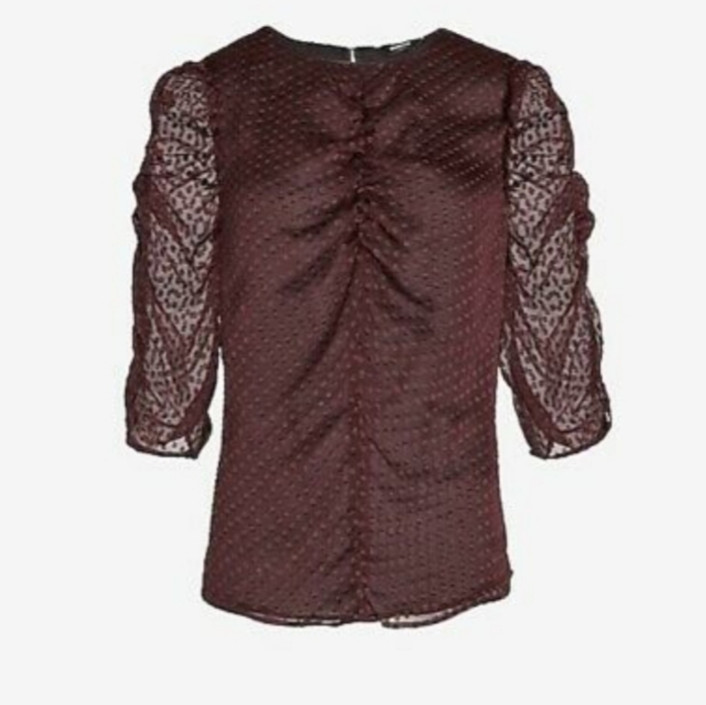 Express - Clip Dot Rushed Sleeve Top